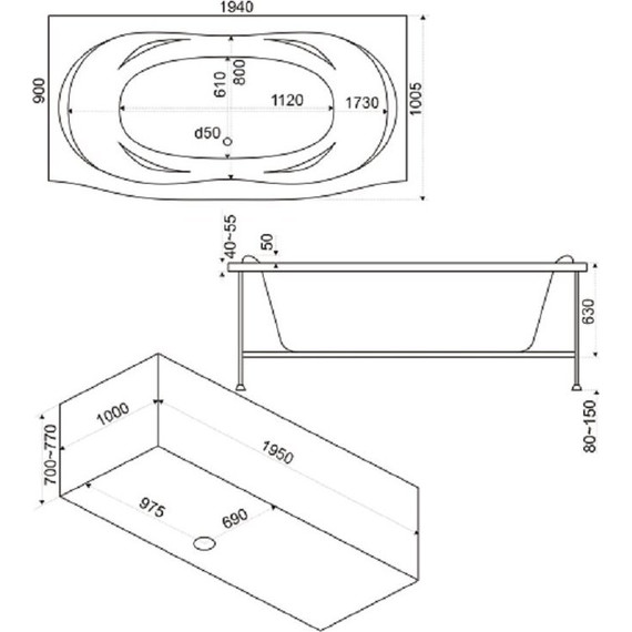Ванна акриловая 194х90 Bas ФИЕСТА - фото 6