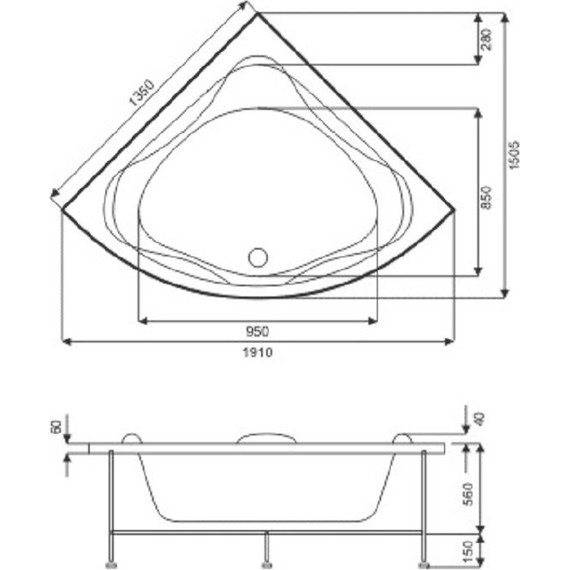 Ванна акриловая 135х135 Bas РИОЛА - фото 5