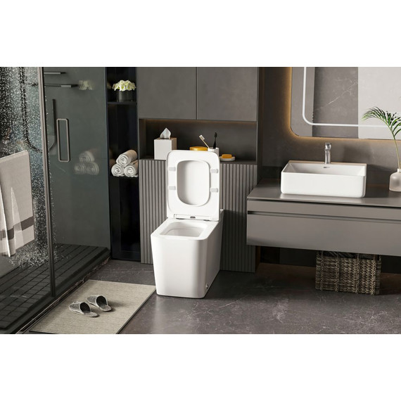 Унитаз приставной безободковый импульсный Abber Rechteck AC1212P с крышкой микролифт (выпуск вертикальный) - фото 10