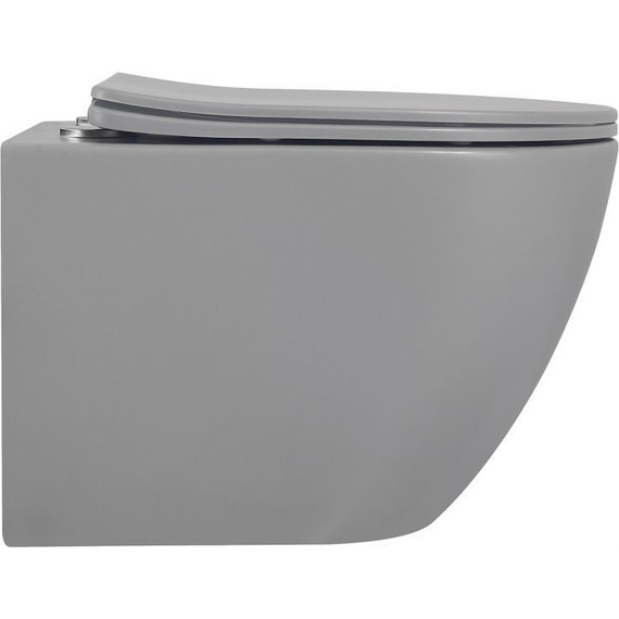 Унитаз подвесной безободковый Abber Bequem AC1101MG с крышкой микролифт, серый матовый, Цвет производителя: серый - фото, картинка 3 Унитаз подвесной безободковый Abber Bequem AC1101MG с крышкой микролифт, серый матовый, Цвет производителя: серый - фото 3
