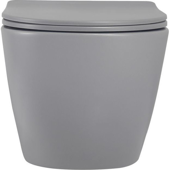 Унитаз подвесной безободковый Abber Bequem AC1101MG с крышкой микролифт, серый матовый, Цвет производителя: серый - фото, картинка 4 Унитаз подвесной безободковый Abber Bequem AC1101MG с крышкой микролифт, серый матовый, Цвет производителя: серый - фото 4