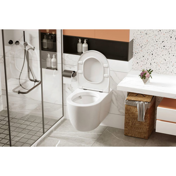 Унитаз подвесной безободковый импульсный Abber Bequem AC1105P с крышкой микролифт - фото, картинка 6 Унитаз подвесной безободковый импульсный Abber Bequem AC1105P с крышкой микролифт - фото 6