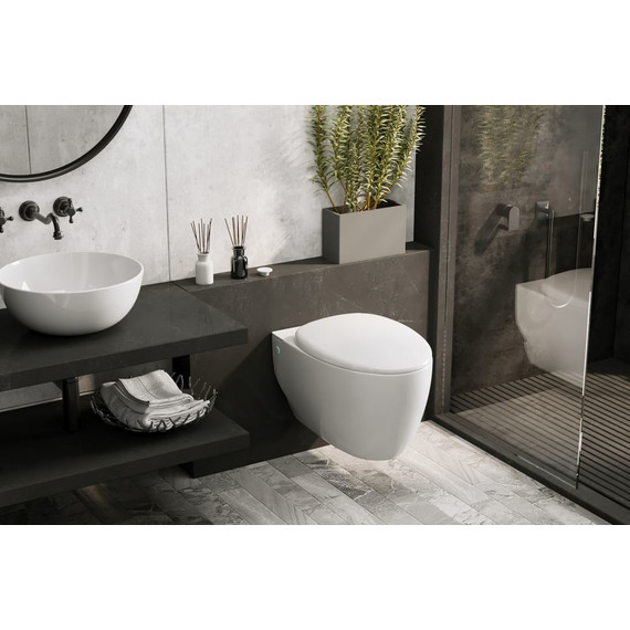 Унитаз подвесной безободковый импульсный Abber Bequem AC1107P с крышкой микролифт - фото, картинка 4 Унитаз подвесной безободковый импульсный Abber Bequem AC1107P с крышкой микролифт - фото 4