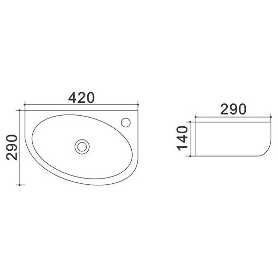 Раковина подвесная Azario 42 см AZ-4519 - фото, картинка 2 Раковина подвесная Azario 42 см AZ-4519 - фото 2