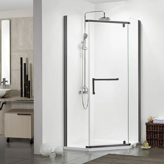 Душевое ограждение Azario Edmonton 90х90 см AZ-NNC3231-1 900 BLACK (стекло 8 мм) черный/прозрачное - фото 2