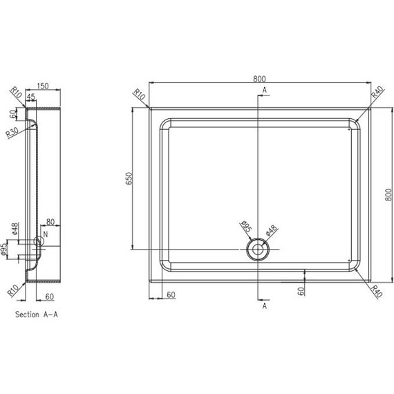 Акриловый поддон Azario Toronto 80х80 см P18 R/L - фото 2