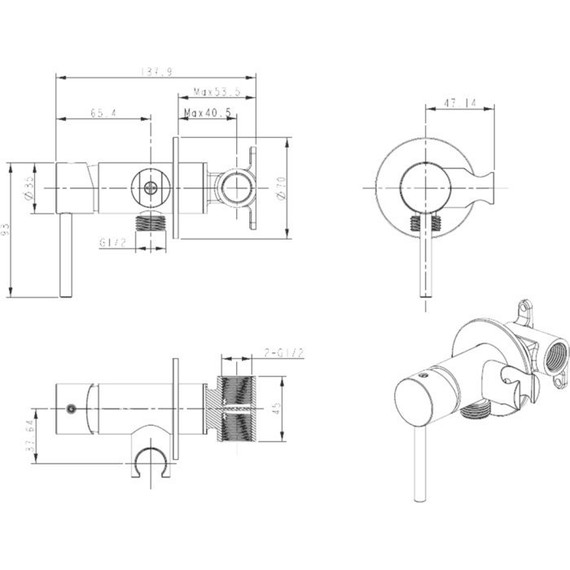 Набор для гигиенического душа Bronze de Luxe Scandi 701BR, бронза - фото 2