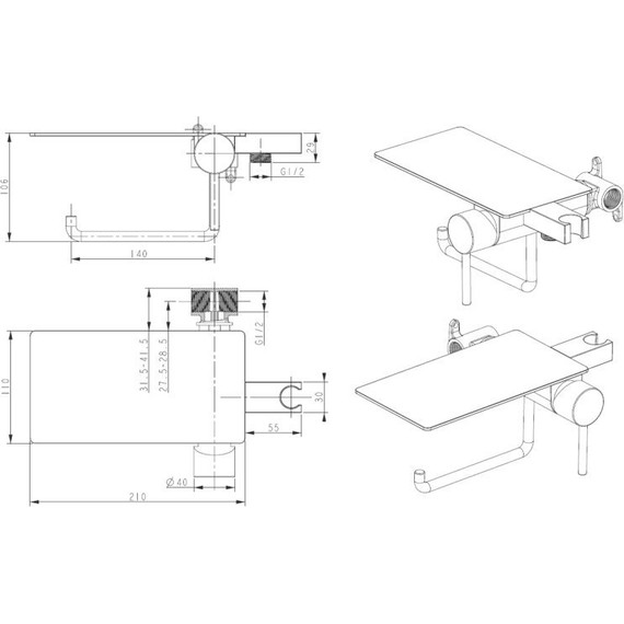 Набор для гигиенического душа Bronze de Luxe Scandi 708BR, бронза - фото 2