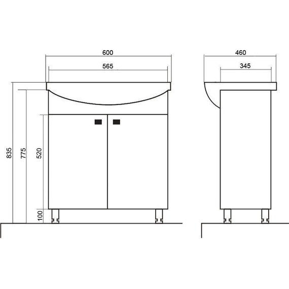 Тумба напольная с раковиной Стиль София 60 см (раковина Basic) - фото 3