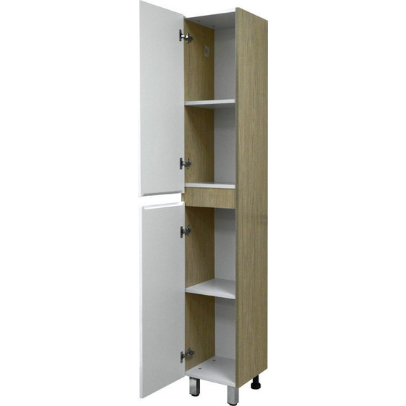 Пенал напольный Стиль Stella 30 см L, дуб дымчатый/белый - фото 2