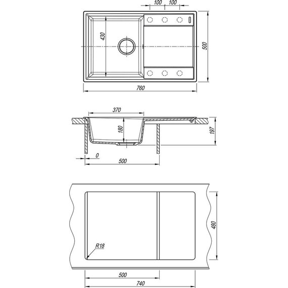 Кухонная мойка Lemark Imandra 760 9910027, грей, Цвет производителя: грей - фото 3