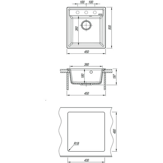 Кухонная мойка Lemark Hanka 450 9910007, антрацит, Цвет производителя: антрацит - фото 3