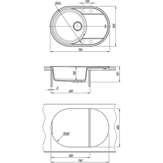 Кухонная мойка Lemark Lacha 760 9910055, антрацит, Цвет производителя: антрацит - фото 3
