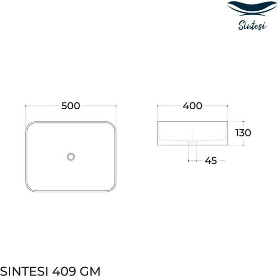 Раковина-чаша Sintesi 50 см SIN-LVB-APP-409GM, серый матовый - фото 2
