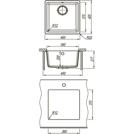 Кухонная мойка Lemark Sinara 400-U 9910065, серый шёлк, Цвет производителя: серый шёлк - фото 3