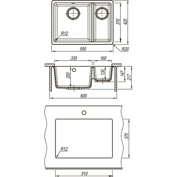 Кухонная мойка Lemark Sinara 550.2-U 9910082, жасмин, Цвет производителя: жасмин - фото 3