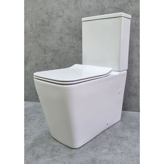 Унитаз-компакт CeramaLux Rimless 2170AXMW с крышкой микролифт, белый матовый, Цвет производителя: белый матовый - фото 3