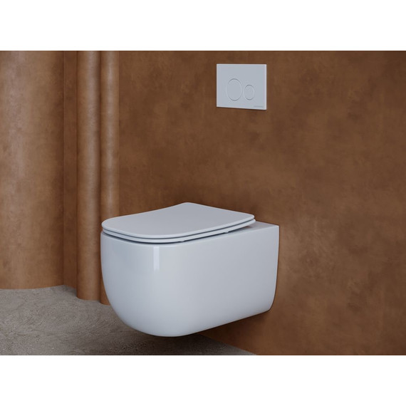 Унитаз подвесной Ceramicanova Noel Rimless CN3013 с тонкой крышкой микролифт - фото 3