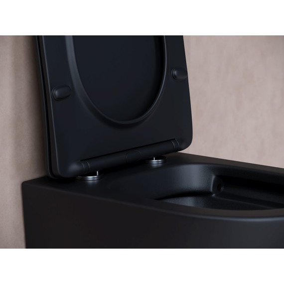 Унитаз подвесной Ceramicanova Balearica Rimless CN6000MB с тонкой крышкой микролифт, черный матовый, Цвет производителя: чёрный матовый - фото, картинка 5 Унитаз подвесной Ceramicanova Balearica Rimless CN6000MB с тонкой крышкой микролифт, черный матовый, Цвет производителя: чёрный матовый - фото 5