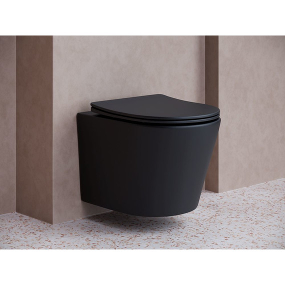 Унитаз подвесной Ceramicanova Balearica Rimless CN6000MB с тонкой крышкой микролифт, черный матовый, Цвет производителя: чёрный матовый - фото, картинка 6 Унитаз подвесной Ceramicanova Balearica Rimless CN6000MB с тонкой крышкой микролифт, черный матовый, Цвет производителя: чёрный матовый - фото 6