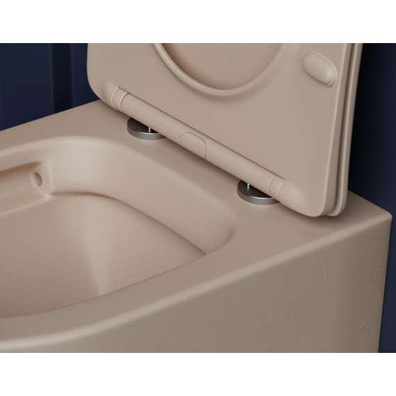 Унитаз подвесной Ceramicanova Balearica Rimless CN6000MC с тонкой крышкой микролифт, капучино матовый, Цвет производителя: коричневый - фото 7