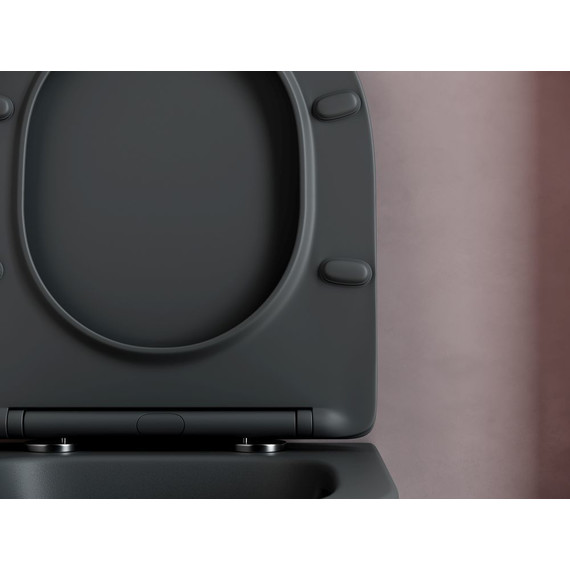 Унитаз подвесной Ceramicanova Balearica Rimless CN6000MDH с тонкой крышкой микролифт, темный антрацит матовый, Цвет производителя: чёрный - фото, картинка 6 Унитаз подвесной Ceramicanova Balearica Rimless CN6000MDH с тонкой крышкой микролифт, темный антрацит матовый, Цвет производителя: чёрный - фото 6