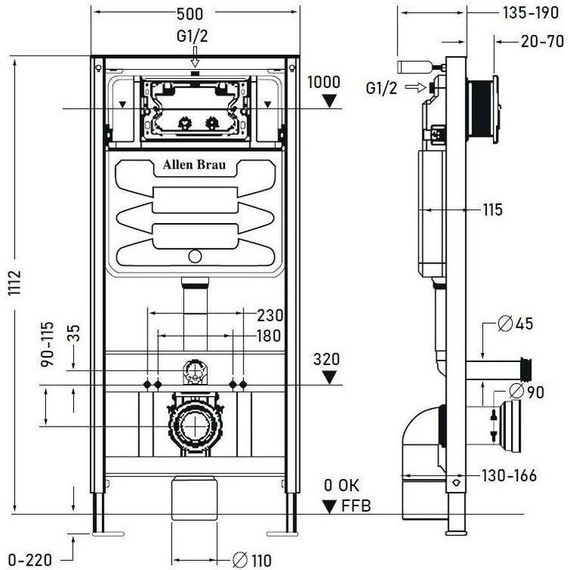 Инсталляция для унитаза Allen Brau Pneumatic 9.11100.20 - фото, картинка 3 Инсталляция для унитаза Allen Brau Pneumatic 9.11100.20 - фото 3