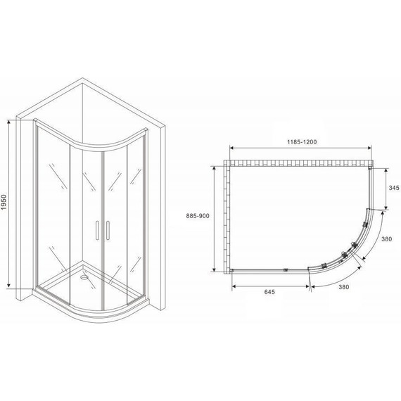 Душевое ограждение Abber Schwarzer Diamant 120x90 см AG01129M, хром/матовое - фото 5