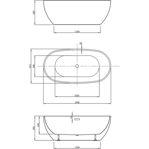 Ванна отдельностоящая Vincea 160x81 см VBT-408-1600 - фото 4
