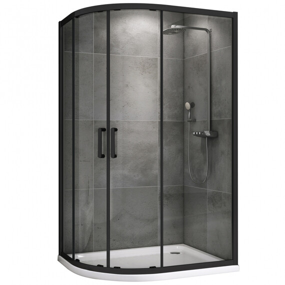 Душевое ограждение Abber Schwarzer Diamant 120x80 см AG01128B, чёрный/прозрачное - фото 