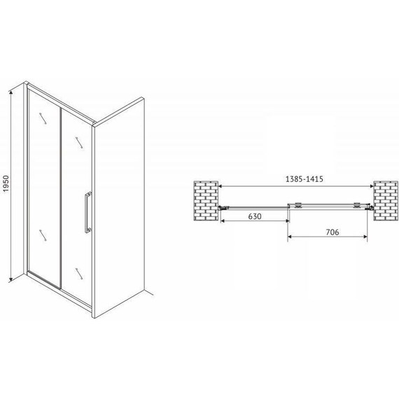 Душевая дверь Abber Schwarzer Diamant 140 см AG30140MH, хром/матовое - фото 5
