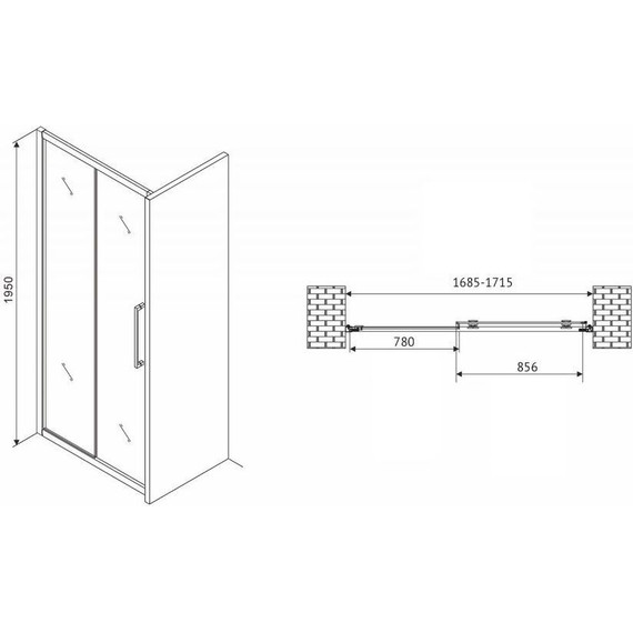 Душевая дверь Abber Schwarzer Diamant 170 см AG30170MH, хром/матовое - фото 5