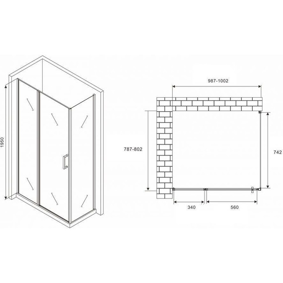 Душевое ограждение Abber Sonnenstrand 100x80 см AG04100MS-S80M, хром/матовое - фото 4