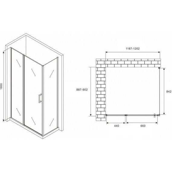 Душевое ограждение Abber Sonnenstrand 120x90 см AG04120MS-S90M, хром/матовое - фото 4