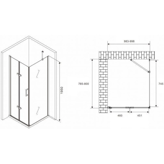 Душевое ограждение Abber Zart 100x80 см AG08100P-S81, хром/прозрачное - фото 3