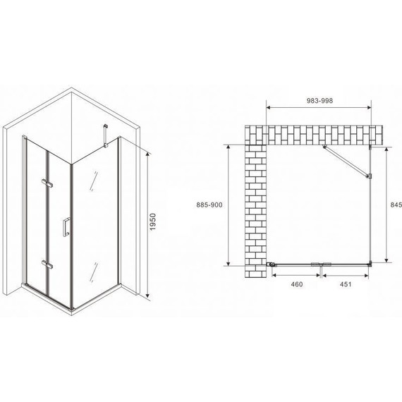 Душевое ограждение Abber Zart 100x90 см AG08100P-S91, хром/прозрачное - фото 3