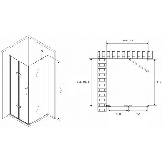 Душевое ограждение Abber Zart 80x100 см AG08080P-S101, хром/прозрачное - фото 3