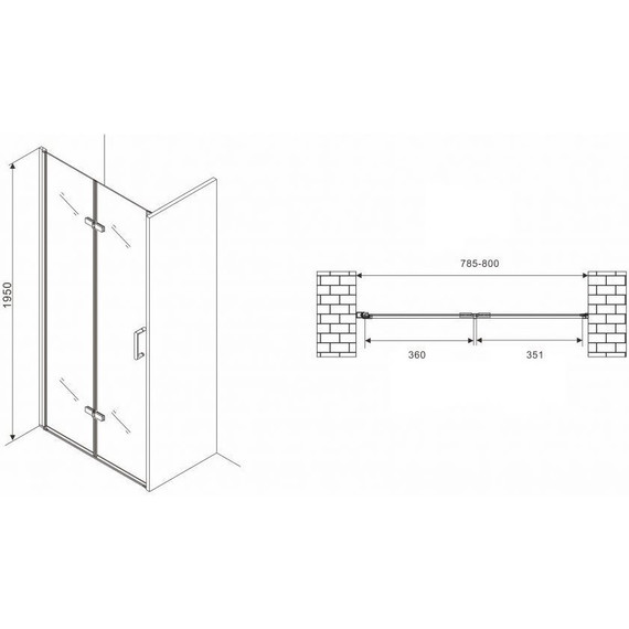 Душевая дверь Abber Zart 80 см AG08080P, хром/прозрачное - фото 3