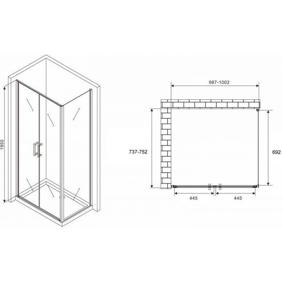 Душевое ограждение Abber Sonnenstrand 100x75 см AG04100BC-S75B, чёрный/прозрачное - фото 4