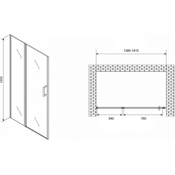 Душевая дверь Abber Sonnenstrand 140 см AG04140S, хром/прозрачное - фото 4