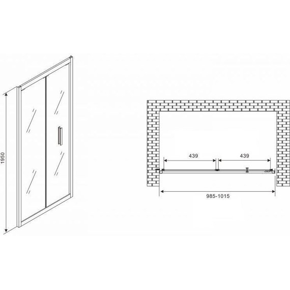Душевая дверь Abber Sonnenstrand 100 см AG07100B, чёрный/прозрачное - фото 5