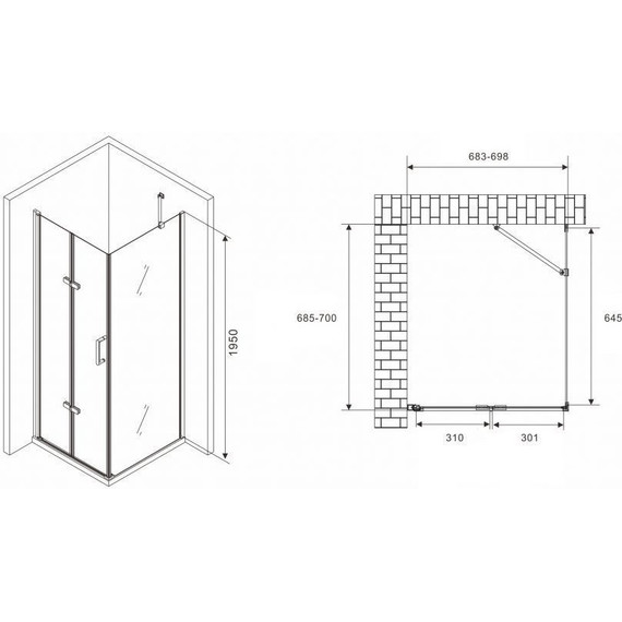 Душевое ограждение Abber Zart 70x70 см AG08070P-S71, хром/прозрачное - фото 3