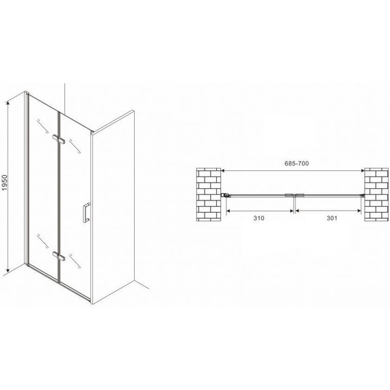 Душевая дверь Abber Zart 70 см AG08070P, хром/прозрачное - фото 3