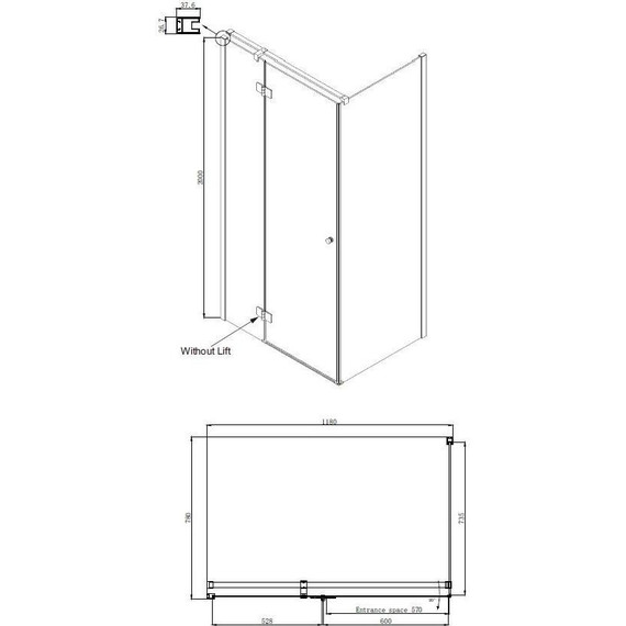Душевое ограждение Ambassador Diamond 120x80 см 12011104L L, хром/прозрачное - фото 9