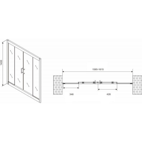 Шторка для ванны Abber Schwarzer Diamant 160 см AG57160, хром/прозрачное - фото 4