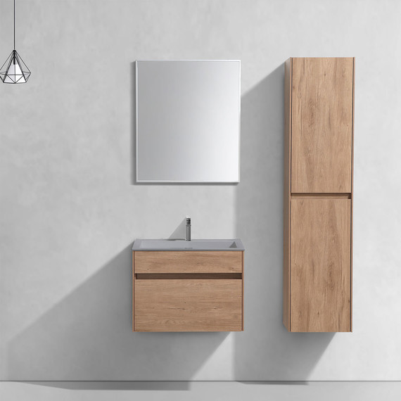 Тумба подвесная с раковиной Vincea Chiara 60 см VMC-2C600NO (раковина серая VCB-13600G), натуральный дуб - фото 4