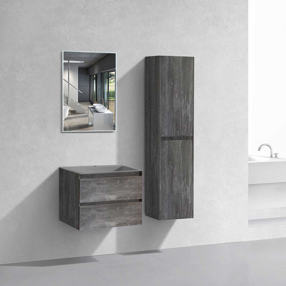 Тумба подвесная с раковиной Vincea Luka 60 см VMC-2L600GS (раковина серая VCB-13600G), серый камень - фото 4