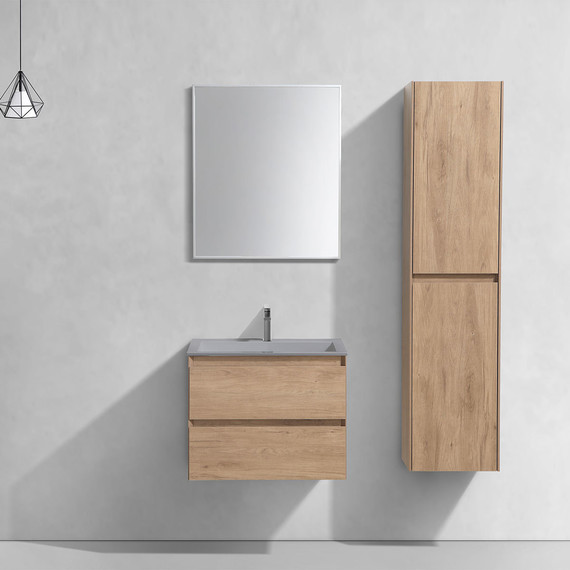 Тумба подвесная с раковиной Vincea Luka 60 см VMC-2L600NO (раковина серая VCB-13600G), натуральный дуб - фото 4