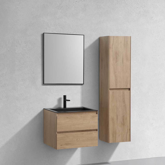 Тумба подвесная с раковиной Vincea Luka 60 см VMC-2L600NO (раковина черная VCB-13600B), натуральный дуб - фото 2