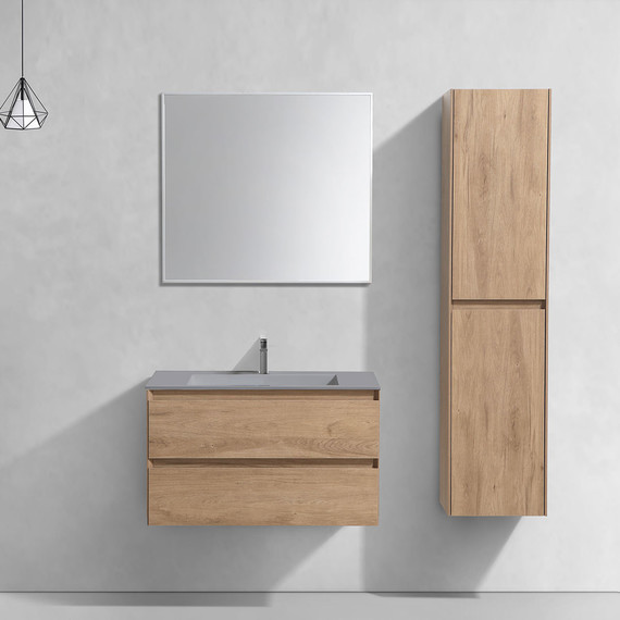 Тумба подвесная с раковиной Vincea Luka 80 см VMC-2L800NO (раковина серая VCB-13800G), натуральный дуб - фото 4